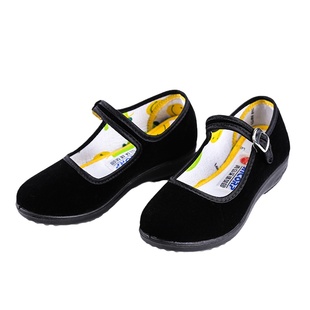 国途布鞋平跟女鞋黑色礼仪女单鞋广场舞蹈酒店工作鞋演出布鞋表演