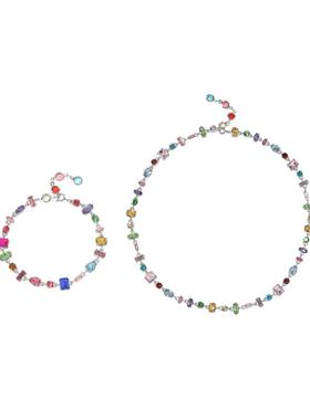 高级感彩色水晶项链手链女