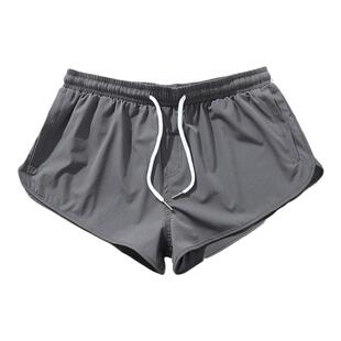 二分瑜伽低腰短裤男跑步健身田径超短裤速干弹力三分运动裤二分裤