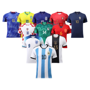 单上衣足球衫22卡塔尔世界杯32强球衣 3星阿根廷队梅西足球服儿童