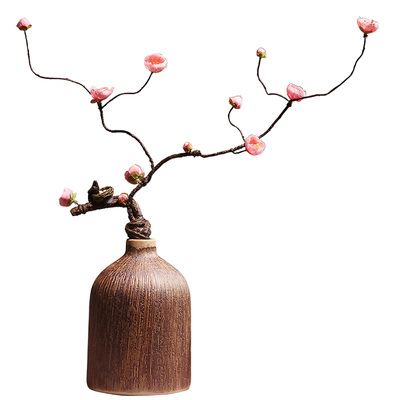 腊梅枝调性仿真花插花家居装饰花苞装饰假陶瓷花瓶套装腊梅浆果枝