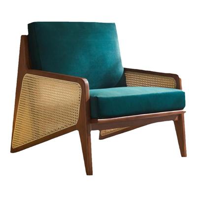 藤编椅子日式白蜡木实木原木侘寂风绳编阳台沙发椅北欧单人休闲椅