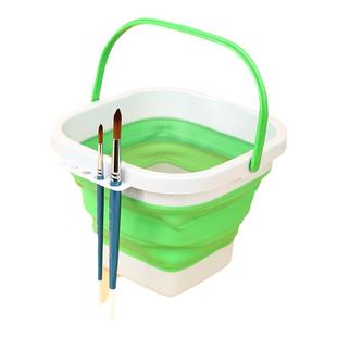 青竹画材折叠硅胶美术涮笔洗笔筒桶大号水粉水彩画画颜料专用水桶钓鱼桶橡胶塑料可折叠伸缩多功能洗颜料