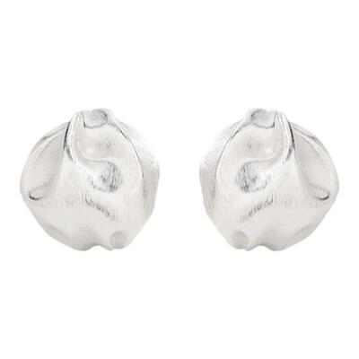 ZHAOACAP褶皱丝绸花苞袖耳钉