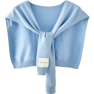 针织装饰披肩夏季外搭女毛线春秋季打结搭肩女假两件护颈空调房