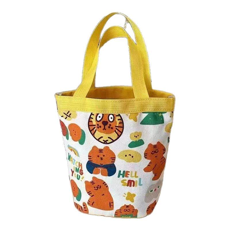 手提帆布包轻便新款上班族女外出迷你手提圆筒拎袋子伴手礼品袋