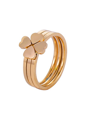 轻奢网红同款玫瑰金色四叶草戒指