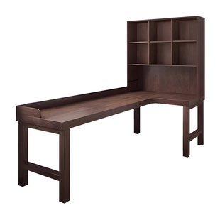 实木转角书桌书柜一体靠墙l型写字收纳柜卧室拐角电脑桌书架组合