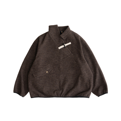 羊毛混纺不规则套头休闲外套