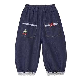 女童牛仔裤秋冬儿童休闲裤冬小女孩加绒长裤新款洋气宝宝外穿裤子