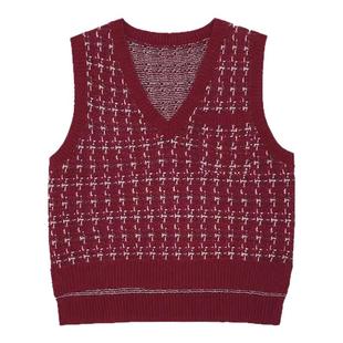 UnBleu针织马甲背心女中式国风女装2025新款叠穿红色马夹冬季上衣