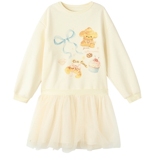 笛莎童装女童连衣裙2025秋冬装中大童儿童女孩加绒公主卫衣厚裙子