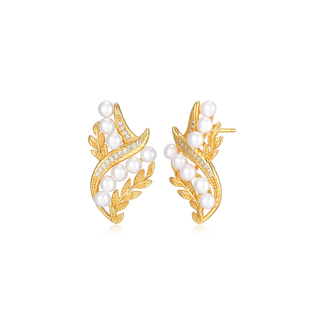 Victoria Crowne英伦王朝 橄榄枝耳环珍珠耳钉高级耳饰生日礼物