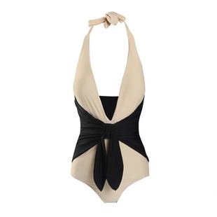 韩国ins泳衣女夏网红连体性感长袖仙女范钢托聚拢显瘦遮肉游泳衣