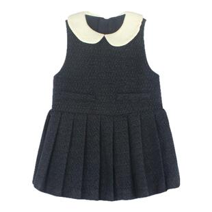大耳象女童撞色翻领毛呢背心裙毛呢外套冬季新款儿童