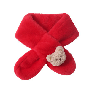 儿童围巾秋冬女童男童圣诞新年表演围脖学生卡通毛绒保暖元旦脖套