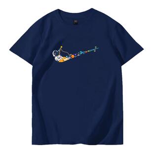 NASA宇航员短袖T恤男联名潮纯棉宽松大码情侣上衣飞行员钓鱼半袖