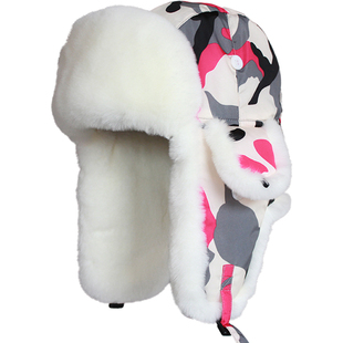 KAMOSA 冬天户外保暖防寒帽子加厚迷彩帽韩版雷锋帽子男女情侣帽