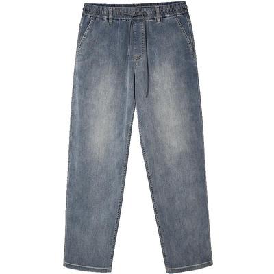 907杰克琼斯男装阔腿秋季新款松紧休闲宽松牛仔裤长裤子男款男士