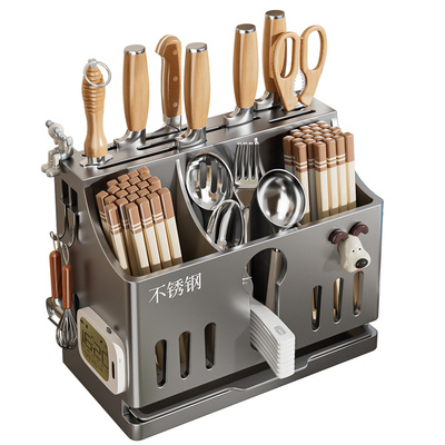 厨房筷笼刀架一体不锈钢壁挂筷子筒收纳多功能刀具筷子勺子置物架