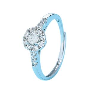 925镀银铜戒托diy戒指空托封底显荧光镶嵌揭阳翡翠危料底托3m4m5m