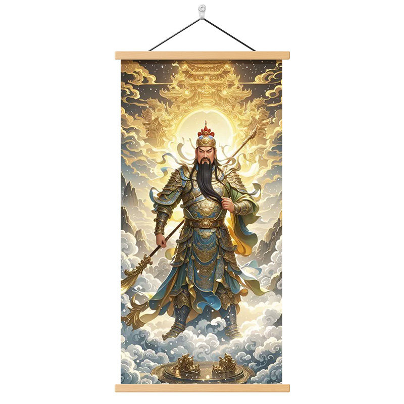 中式武财神关公玄关挂画