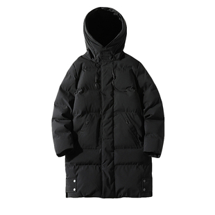 冬装潮男士中长款连帽棉衣胖青年加肥大码加厚保暖抗寒棉服男外套