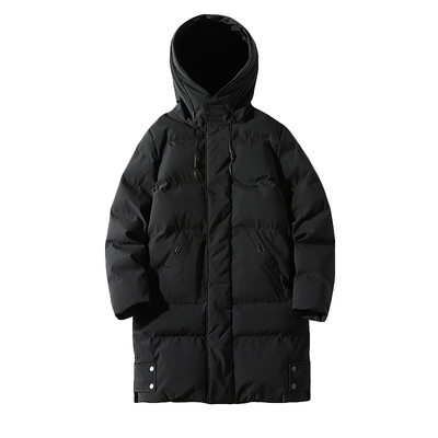 冬装潮男士中长款连帽棉衣胖青年加肥大码加厚保暖抗寒棉服男外套