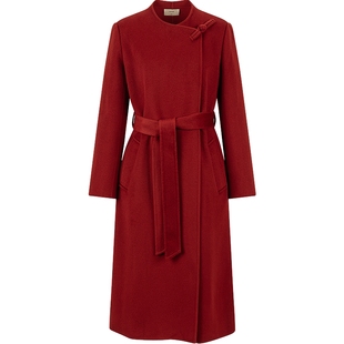 衣香丽影红色羊毛大衣女高级感2025冬装新款轻奢羊绒双面呢子外套