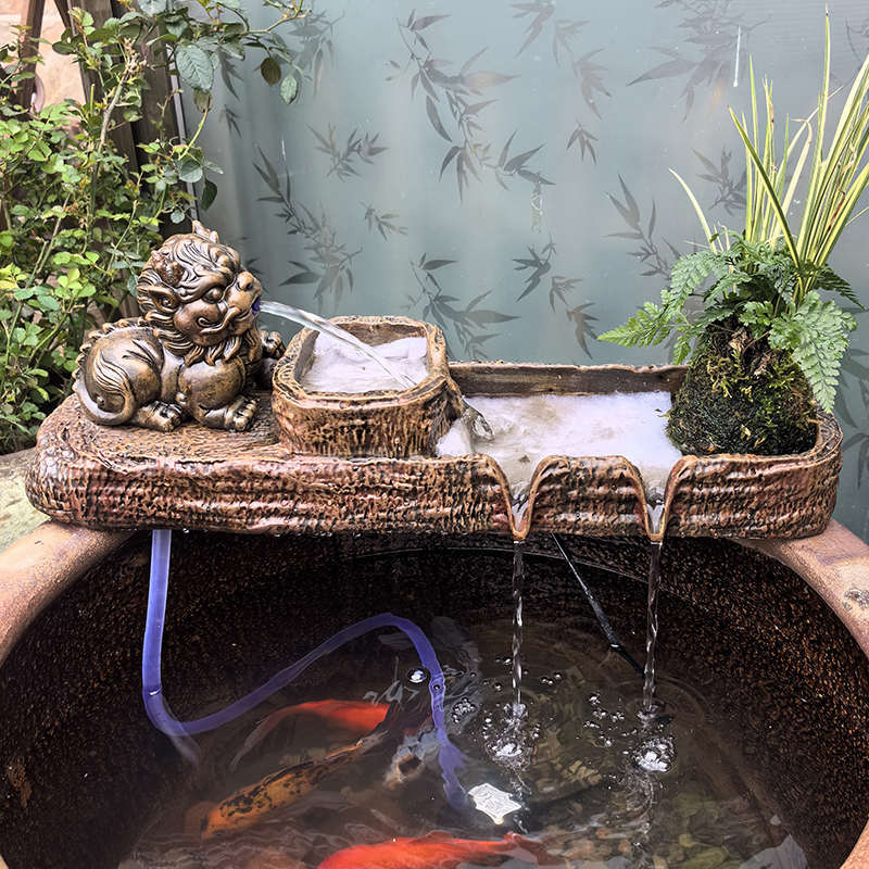 生态缸造景古法养鱼循环流水摆件客厅庭院花园鱼缸装饰过滤配件