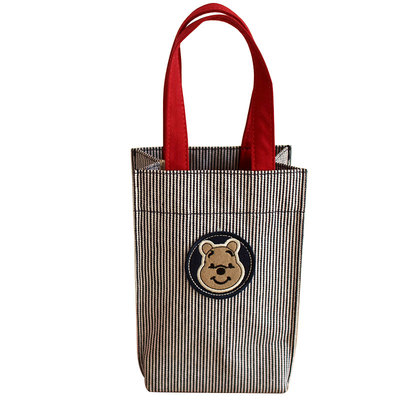 可爱优质帆布小熊条纹蓝色杯套