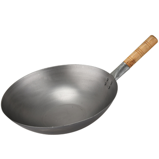 饭店专用铁锅已开锅炒锅圆底铁锅轻巧薄款家用手打铁锅煤气灶专用