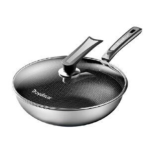 荣事达炒菜锅316不锈钢不粘锅家用蜂窝炒锅电磁炉煤气灶专用锅具