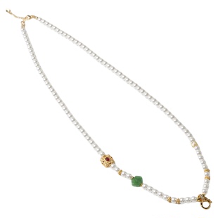 泰伽新中式旗袍配链珍珠贝国风藏式唐卡挂链宋锦吊坠水晶女款链