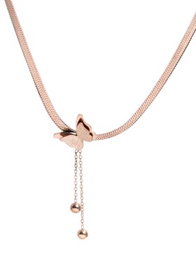 不掉色玫瑰金蝴蝶锁骨链短款颈链