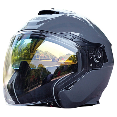 GSB263摩托车头盔3C认证骑行半盔男女情侣双镜片电动车四分之三盔