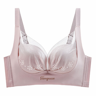 夏季内衣女无钢圈聚拢小胸上托收副乳防下垂洞洞杯薄款文胸罩透气