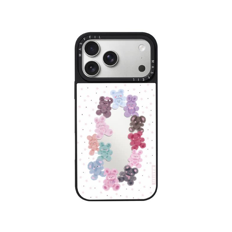MASFEIL× 熊兔叠叠乐适用iPhone17Promax手机壳新款ip15磁吸带支架苹果16Pro套Jo5镜面高级感13pm全包14可爱