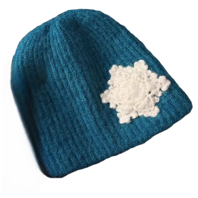 韩系钩针雪花毛线帽保暖护耳冷帽