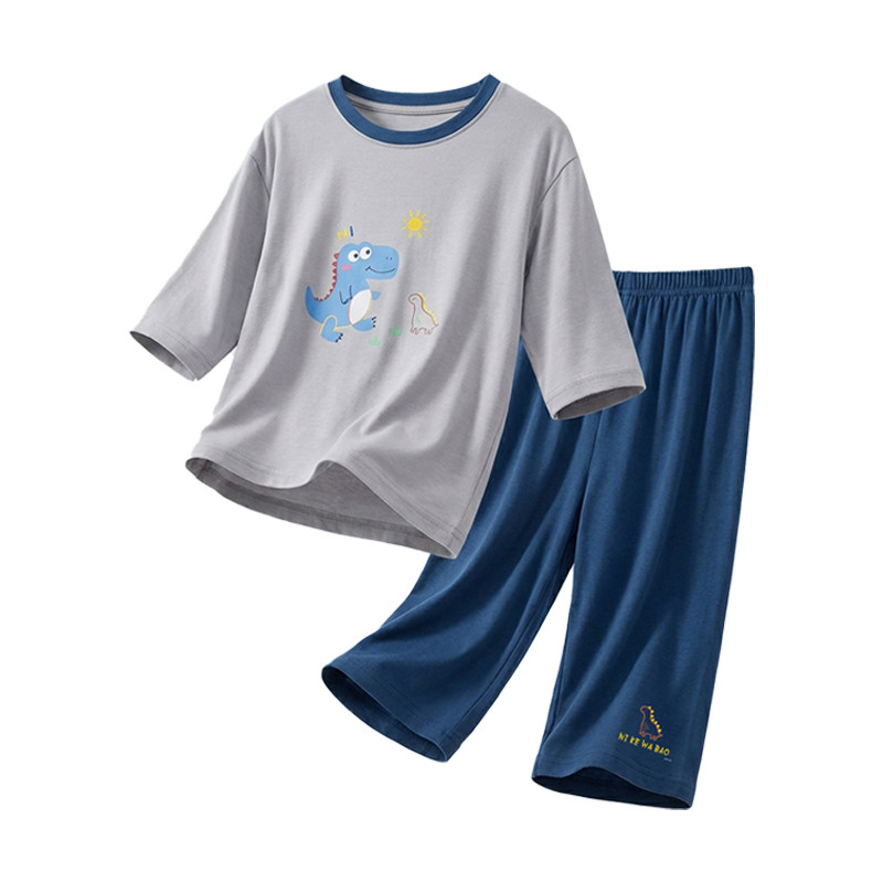 夏季儿童睡衣莫代尔中大童男童女童两件套空调服男孩家居服套装薄