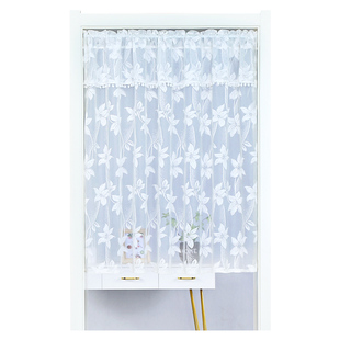 蕾丝门帘短帘免打孔穿杆家用卧室法式半帘隔断帘厨房遮挡帘子装饰