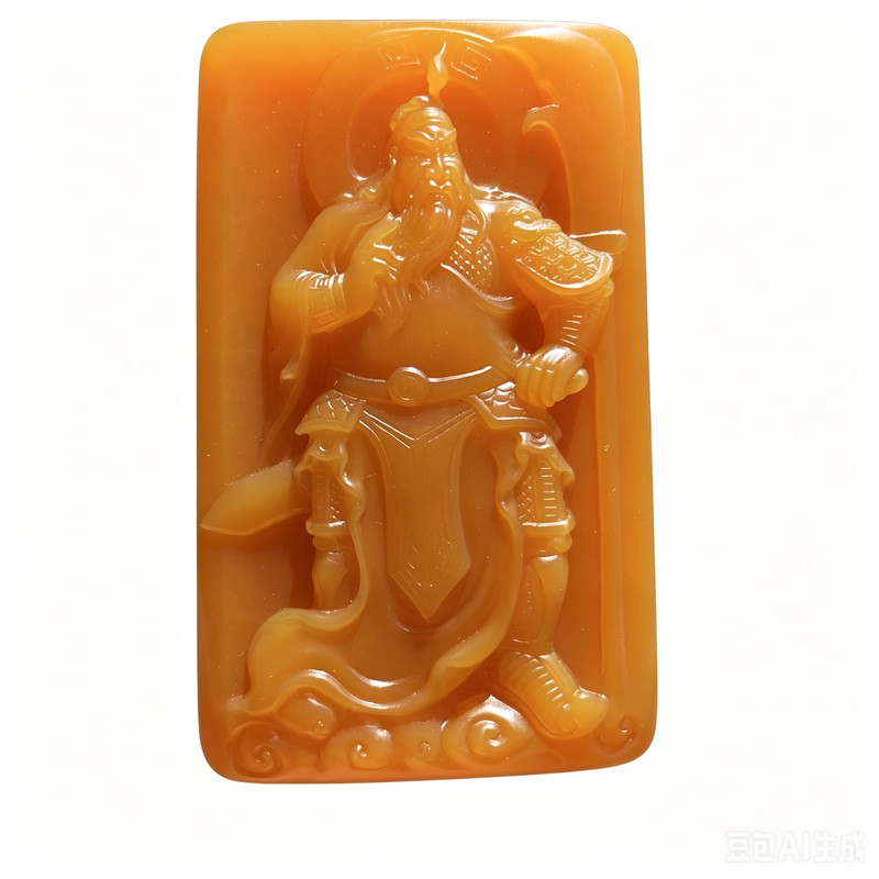 天然缅黄玉关公武财神吊坠