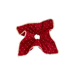 新年红色波点双层大肠发圈女超大丸子头马尾气质百搭头绳头饰秋冬