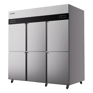 二级能效澳柯玛风冷六门冰箱商用开门冷藏冷冻柜厨房立式冷柜冰柜