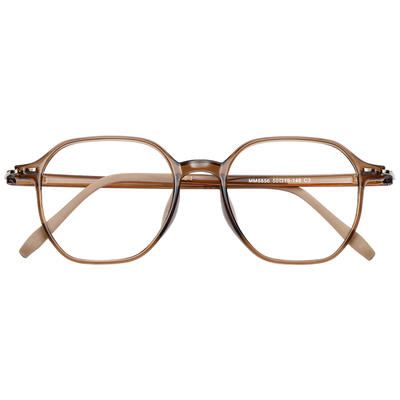 超轻TR90冷茶色多边形近视眼镜女