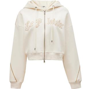 ONLY冬季时尚字母印花宽松连帽短款开衫卫衣女|12439R016