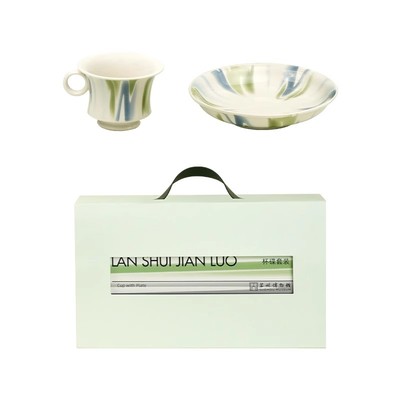 苏州博物馆蓝水涧落杯碟套装