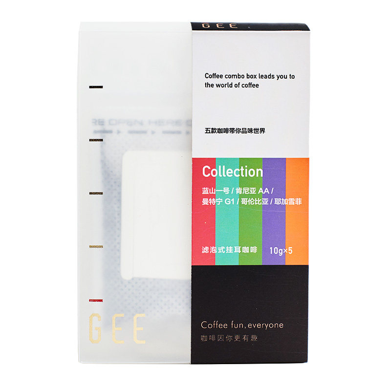 GeeCoffee综合挂耳包咖啡蓝山一号.肯尼亚.曼特宁.哥伦.雪菲各1包