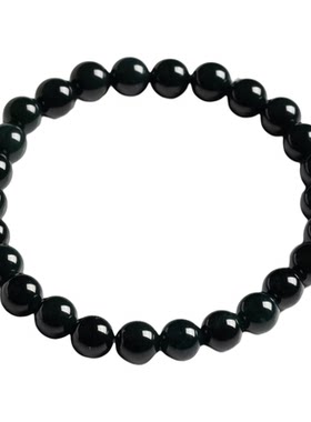 冰糯种圆珠A货冰糯墨翠手链6.8MM