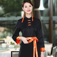 Черный оранжевый воротник женский (топ+фартук)